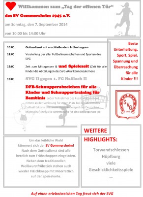 Familientag beim SVG - Sonntag, 07.09.2014